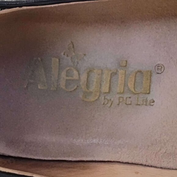 ALEGRIA 'Emma' gold/bronze and black floral embossed leather shoe size 8/Euro 38 - Picture 8 of 14